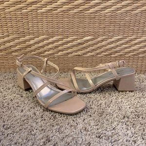 Nude chunky platform heels